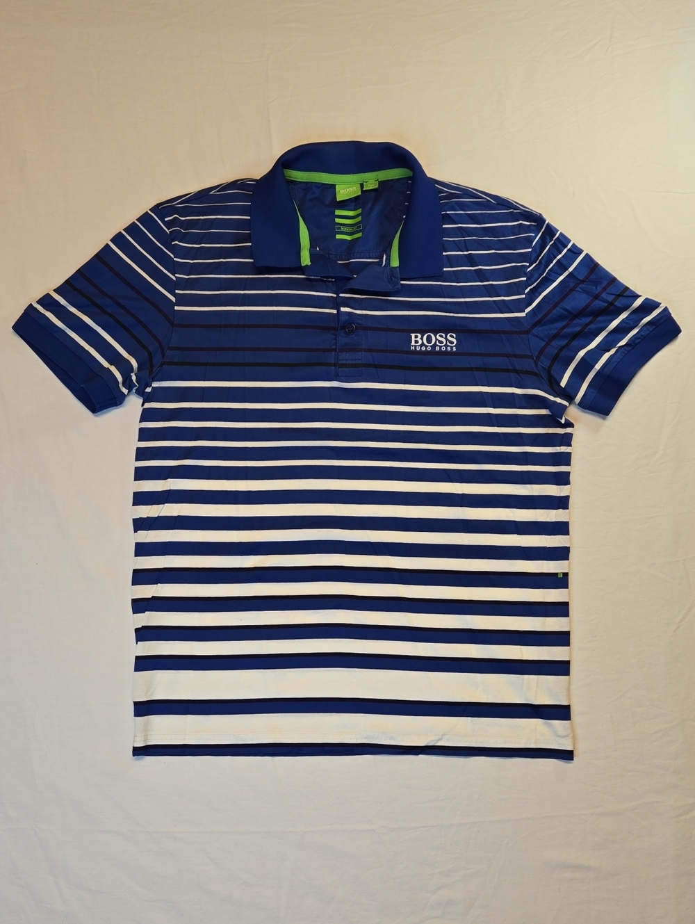 Hugo Boss Navy & White Stripe 1/4 Button Down Polo Shirt